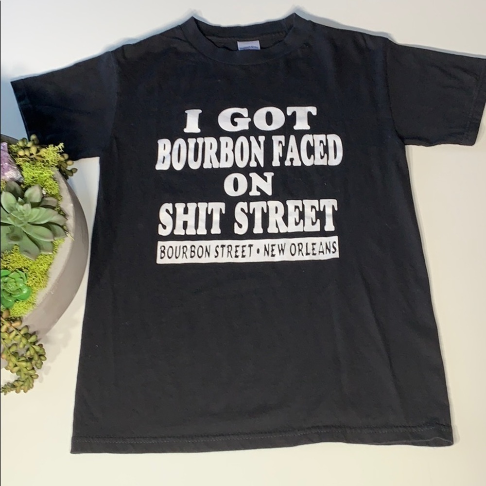 NOLA Bourbon faced Street New Orleans Shortsleeved t-shirt graphic tee black
